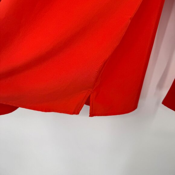 Chicos 3 Womens orange V-Neck keyhole Blouse gold Button long sleeve Size XL - Picture 11 of 16